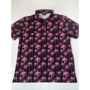 Sunday Swagger Stylin' Performance Golf Polo Shirt Pink Palm Print Men's XL